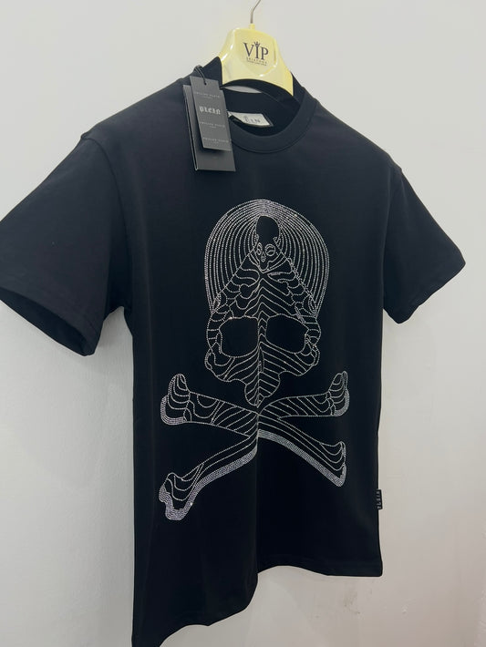 T-Shirt Rhinestone 3Α Philip Plein Skull Μαύρο