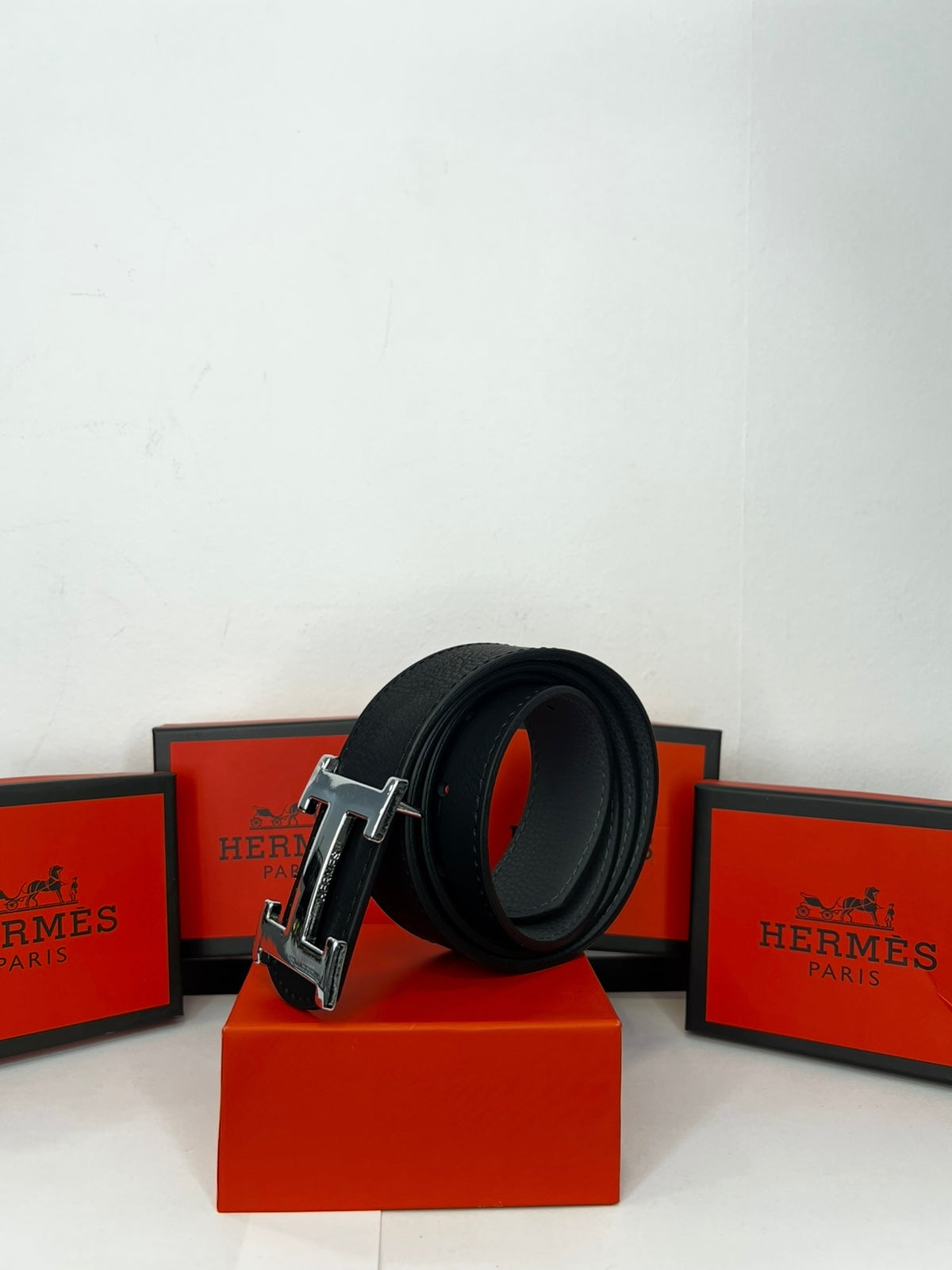 Δερμάτινη Ζώνη Hermes DoubleFace Black/Grey