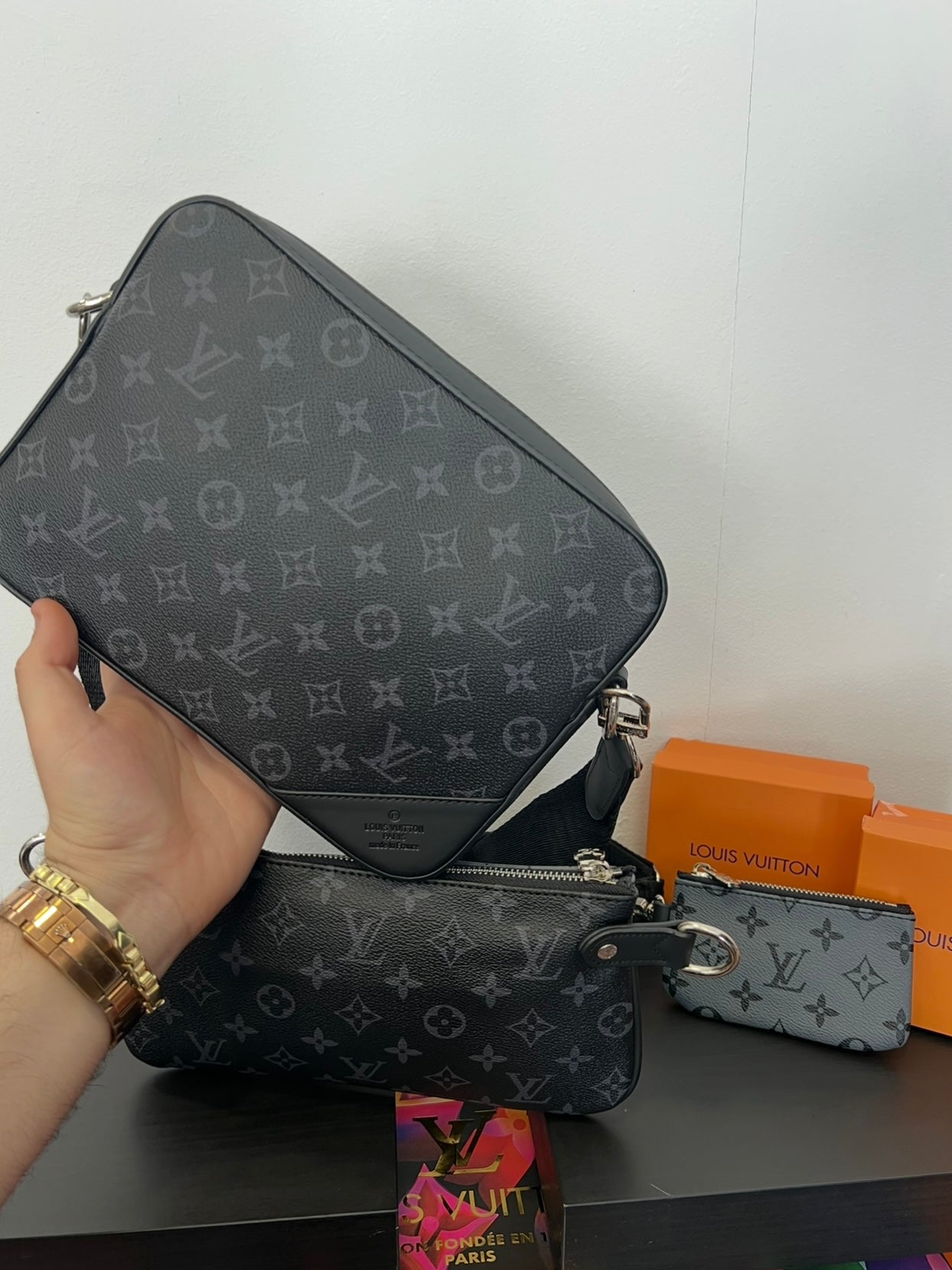 Trio Big Bag LV Τσαντάκι Black/Grey