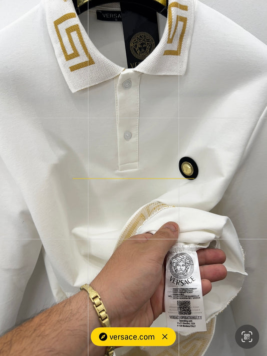 3A Polo Versace Longsleeve Λευκό