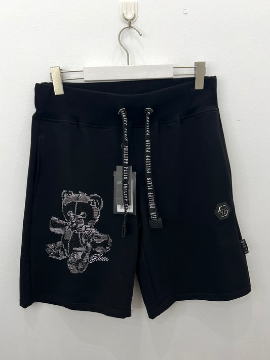 Shorts Μαύρο Philip Plein Rhinestone Bear