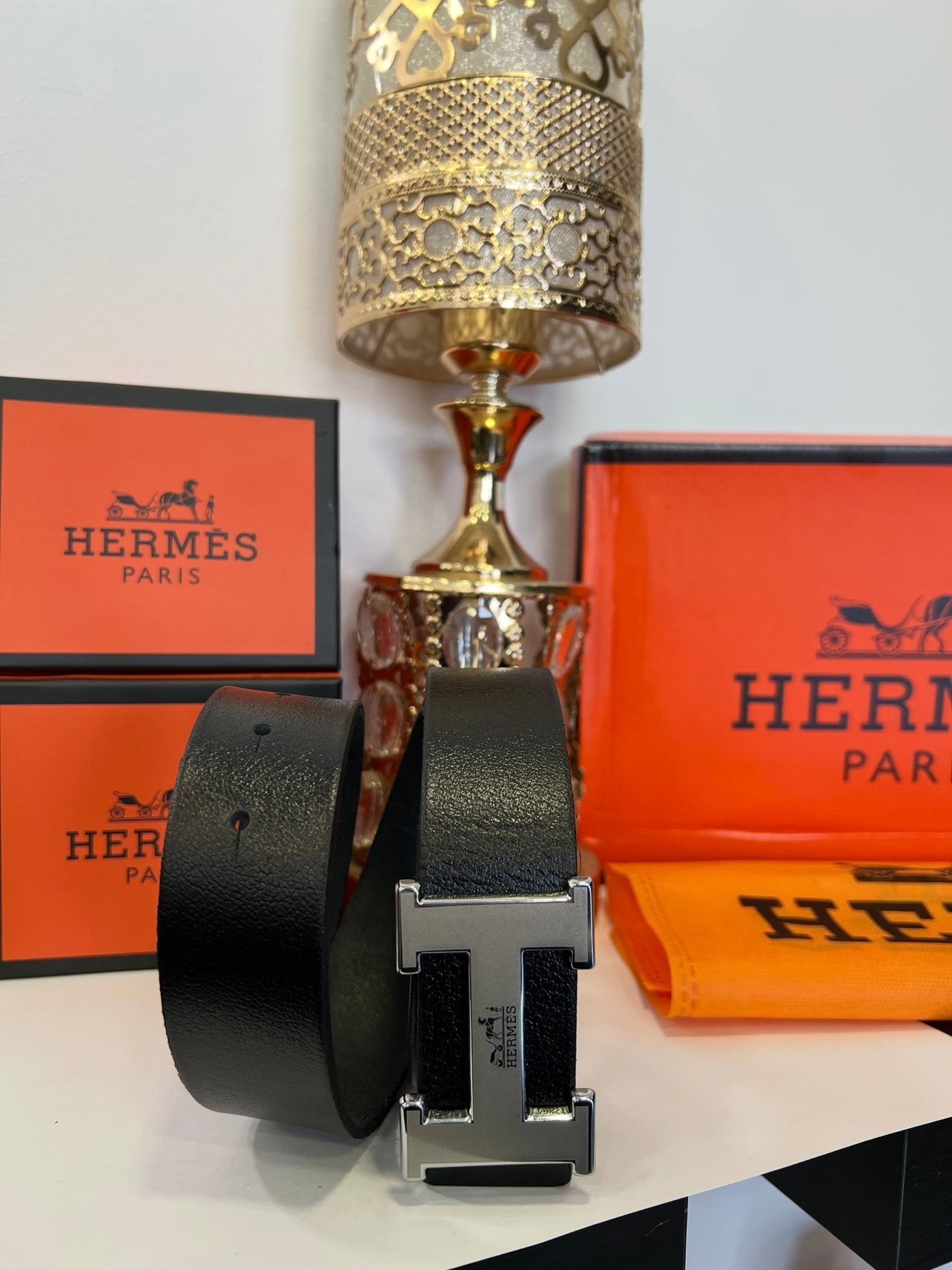 Ζώνη Δερμάτινη Hermes BL/Silver