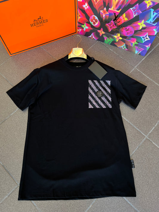 3Α T-Shirt Philip Plein Striped Stras