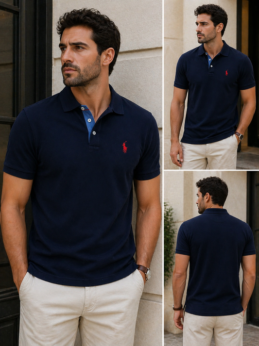 Ralph Lauren Navy Μπλέ Σκούρο Polo Pique Cotton