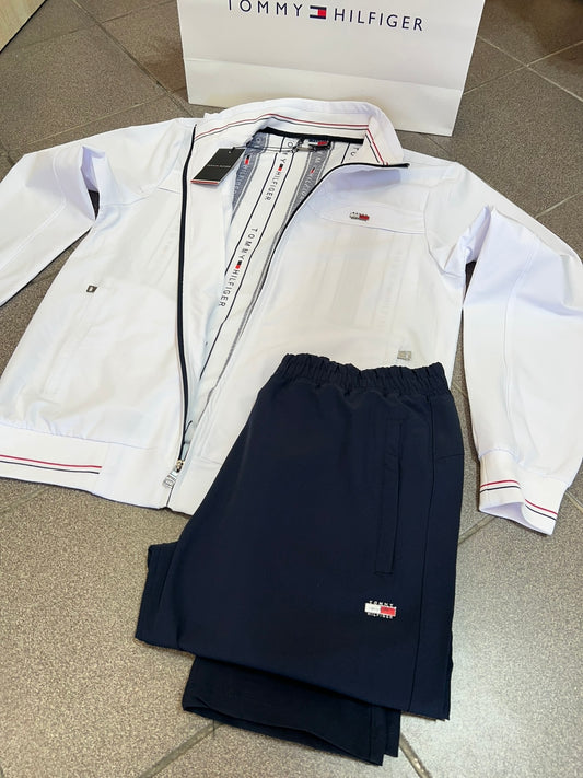 Σετ Tommy Hilfiger Tracksuit Λευκό/Μπλέ WindProof