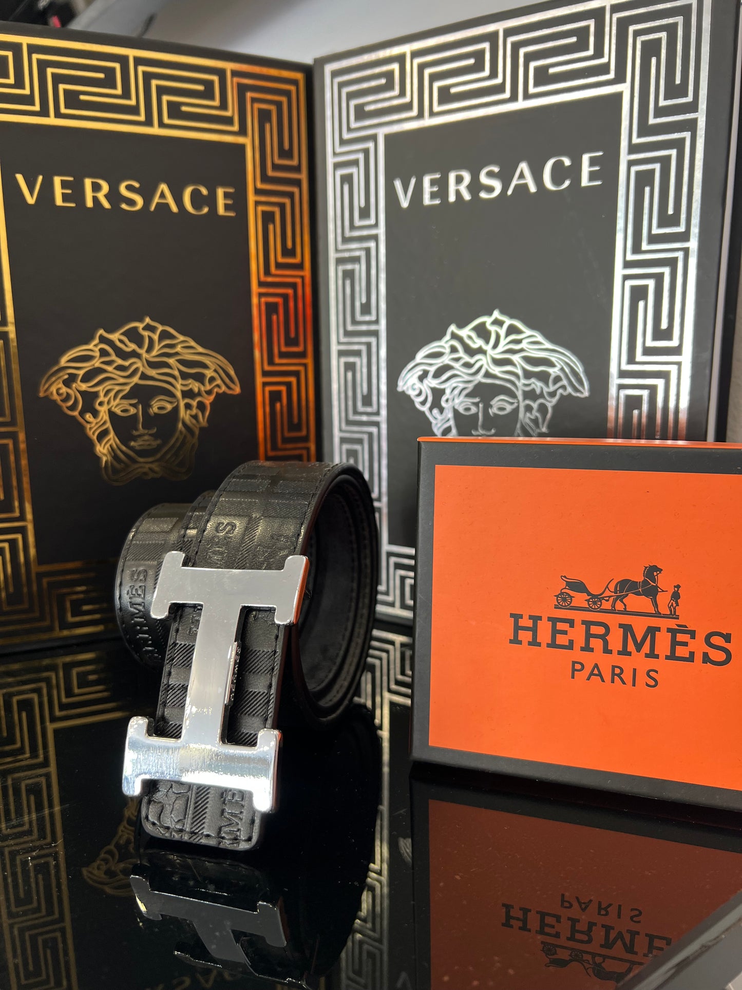 Ζώνη Δερμάτινη Hermes Μαύρη