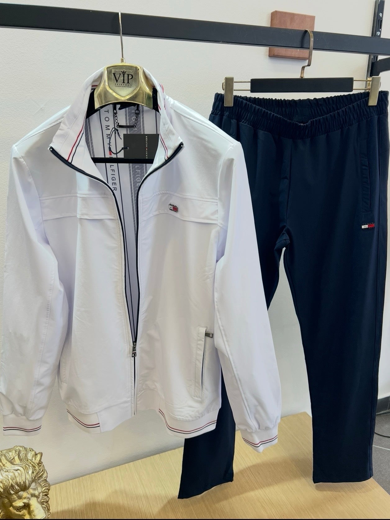 Σετ Tommy Hilfiger Tracksuit Λευκό/Μπλέ WindProof