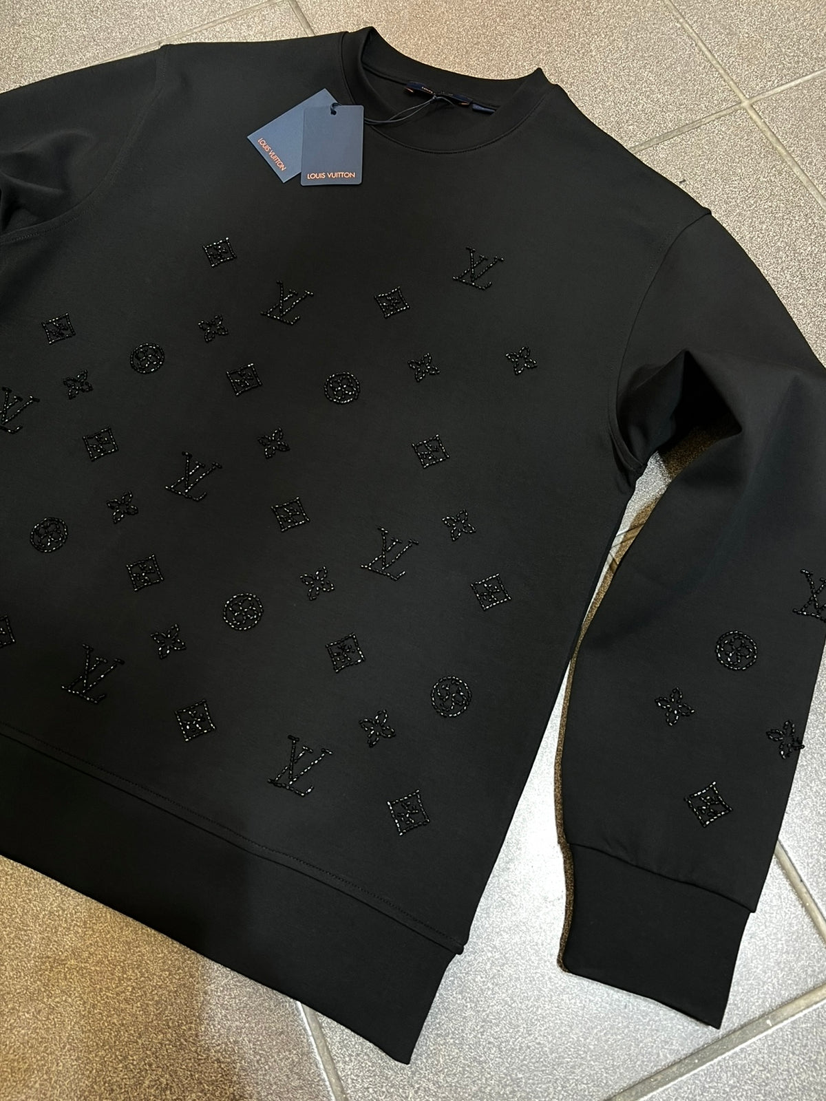 Longsleeve Μπλούζα 3A L.Vuitton Rhinestone Μαύρη