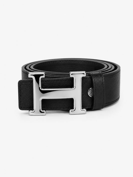 Ζώνη Δερμάτινη Hermes Black/Silver