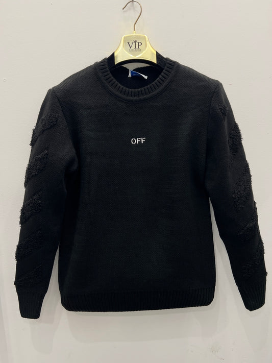 Sweater Πλεκτό Off White Μαύρο 3Α