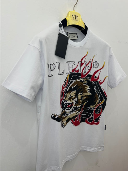 T-Shirt Rhinestone 3Α Philip Plein Lions Άσπρο