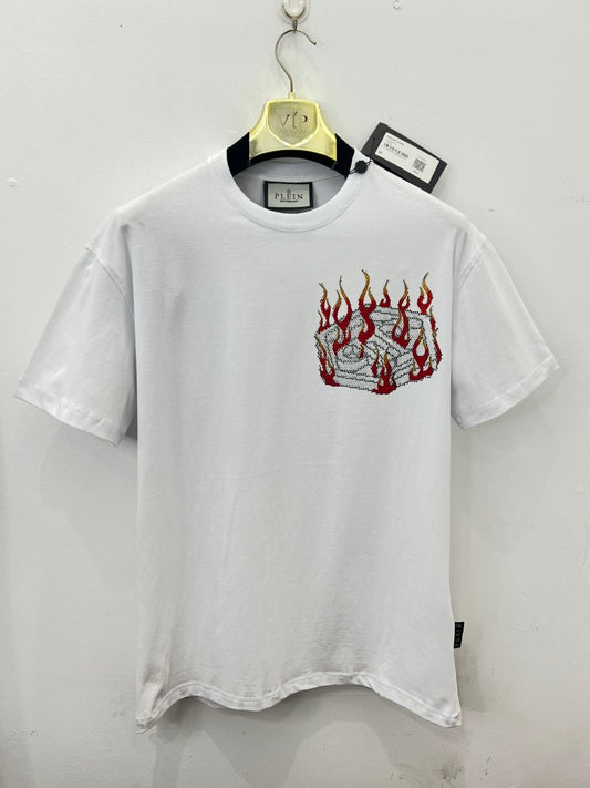 T-Shirt Rhinestone 3Α Philip Plein HexaGon Άσπρο