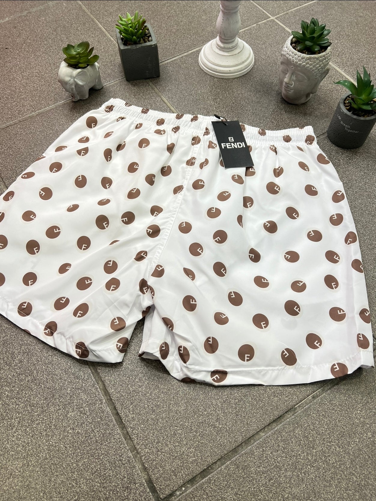 Fendi Μαγιό White/Brown Swimwear
