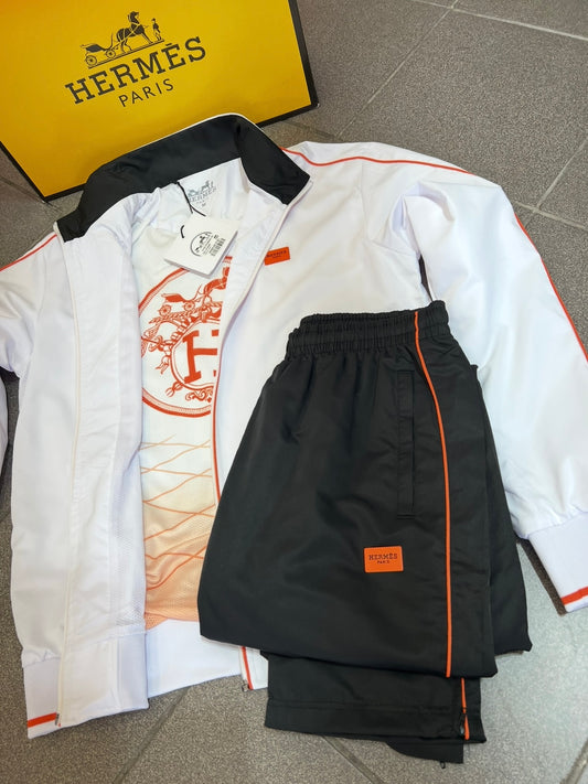 Σετ Hermes Tracksuit Λευκό/Μαύρο WindProof