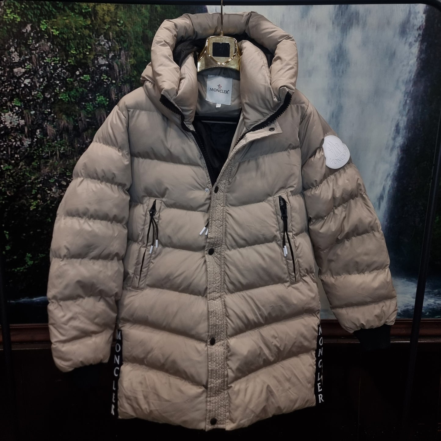 Μπουφάν Μακρύ Puffer Moncler Jacket Beige