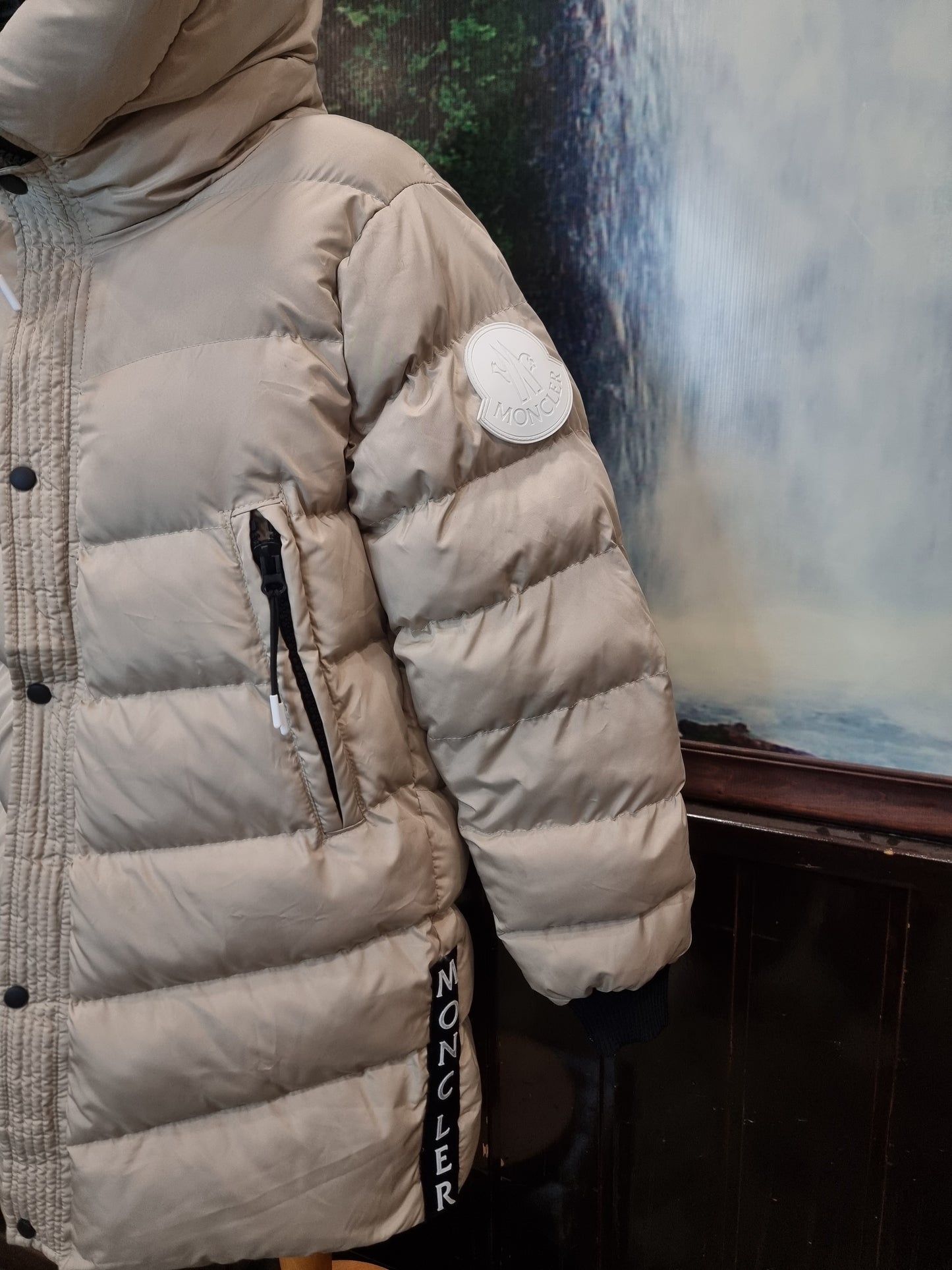 Μπουφάν Μακρύ Puffer Moncler Jacket Beige