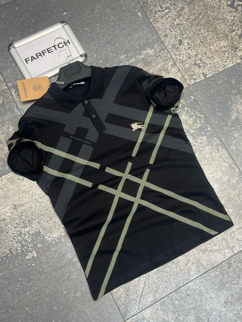 T-Shirt Μπλούζα Polo Burberry Μαύρη