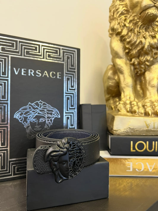 Ζώνη Δερμάτινη Versace Black Matte