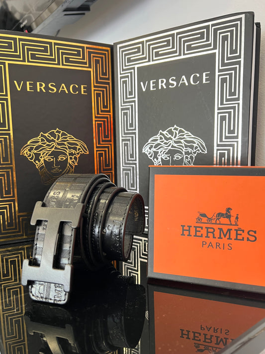 Ζώνη Δερμάτινη Hermes Μαύρη