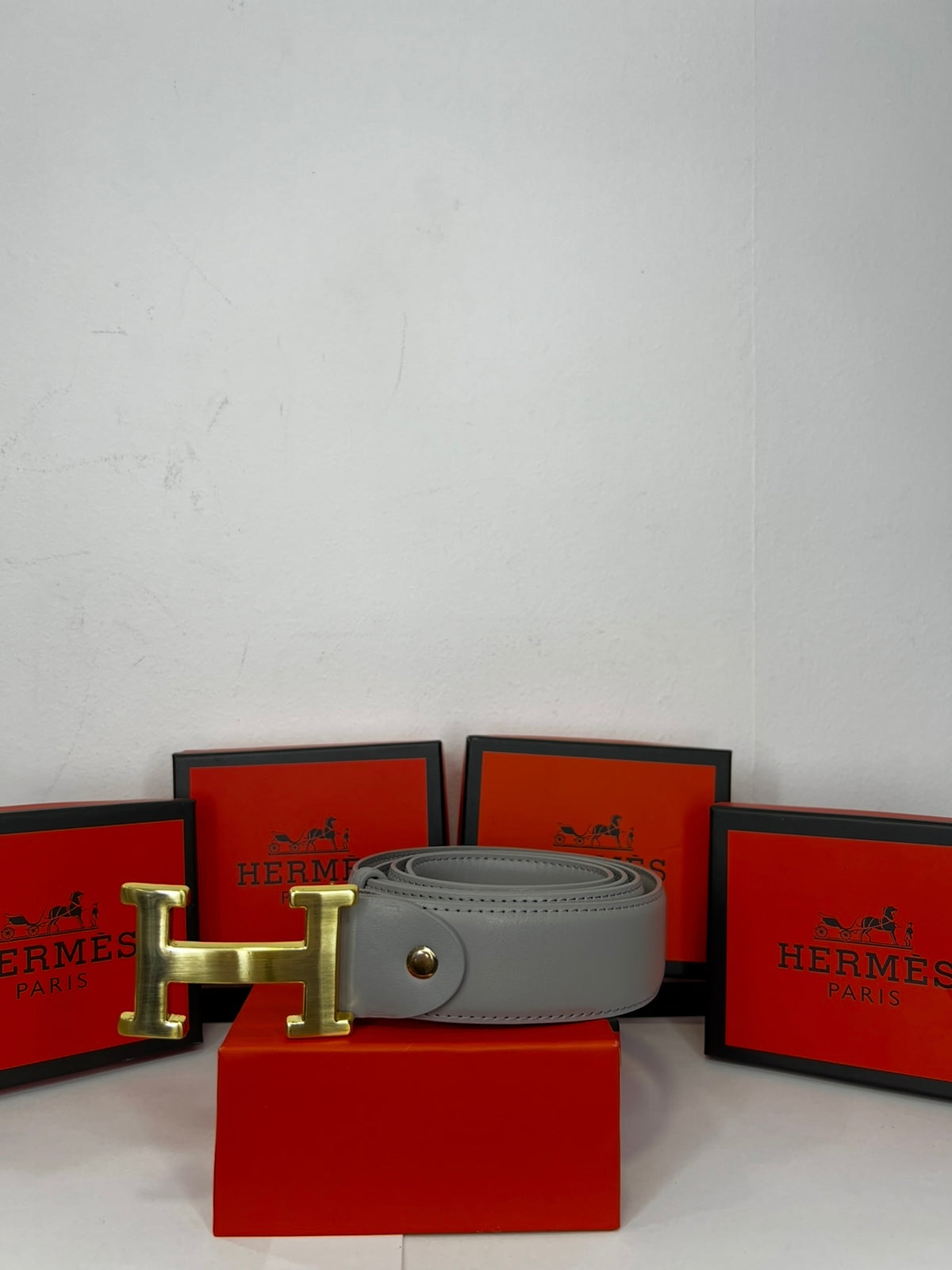 Δερμάτινη Ζώνη Hermes DoubleFace Grey/Gold