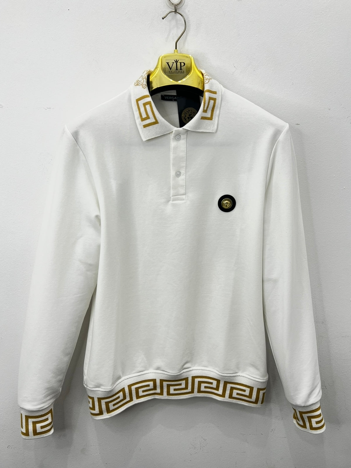 3A Polo Versace Longsleeve Λευκό