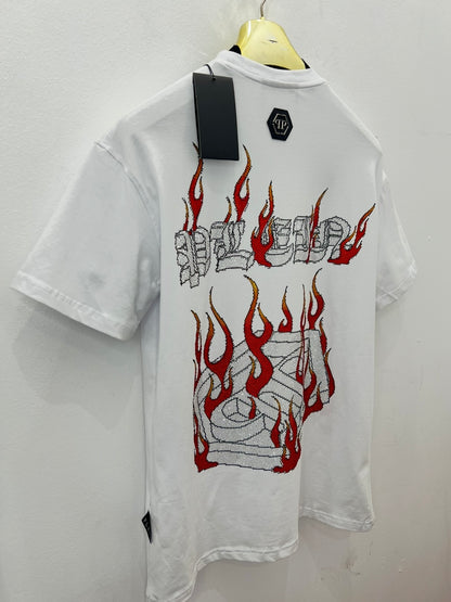 T-Shirt Rhinestone 3Α Philip Plein HexaGon Άσπρο