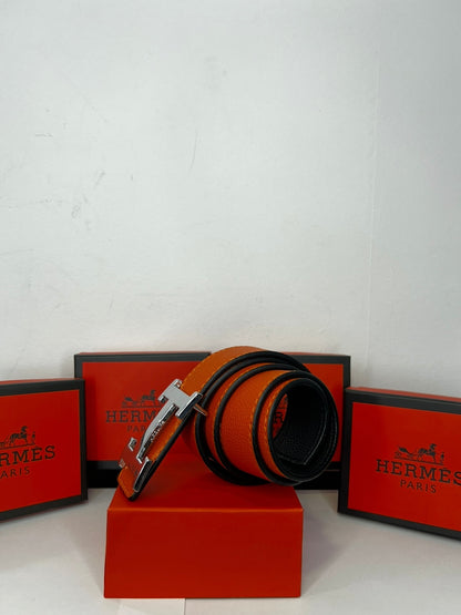 Δερμάτινη Ζώνη Hermes DoubleFace Orange/Black