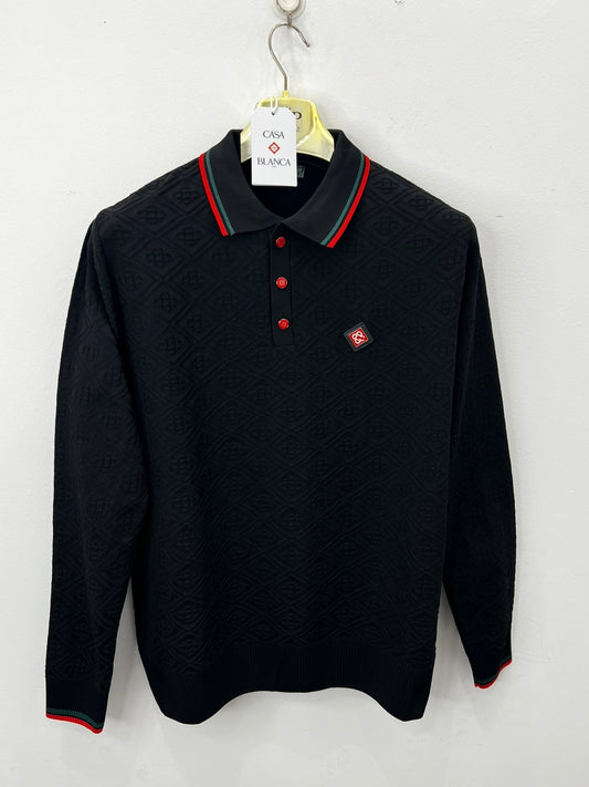 3A Polo Μπλούζα Casa Blanca Μαύρη Longsleeve