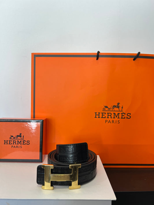 Ζώνη Δερμάτινη Hermes Black/Gold