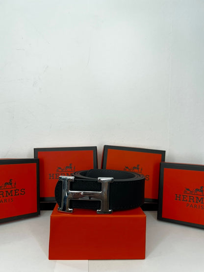 Δερμάτινη Ζώνη Hermes DoubleFace Black/Grey