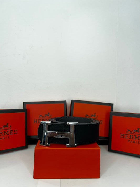 Δερμάτινη Ζώνη Hermes DoubleFace Black/Grey