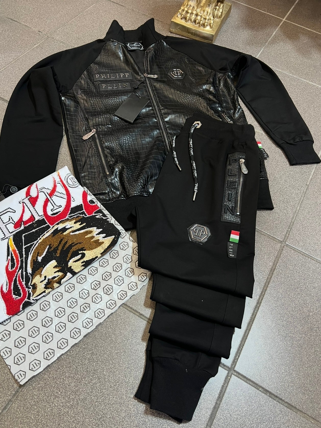 Outfit 3Α Μαύρο Philip Plein Croco Rhinestone