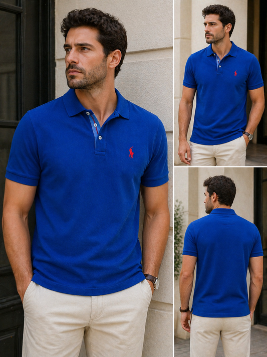 Ralph Lauren Blue Electric Μπλέ Polo Pique Cotton