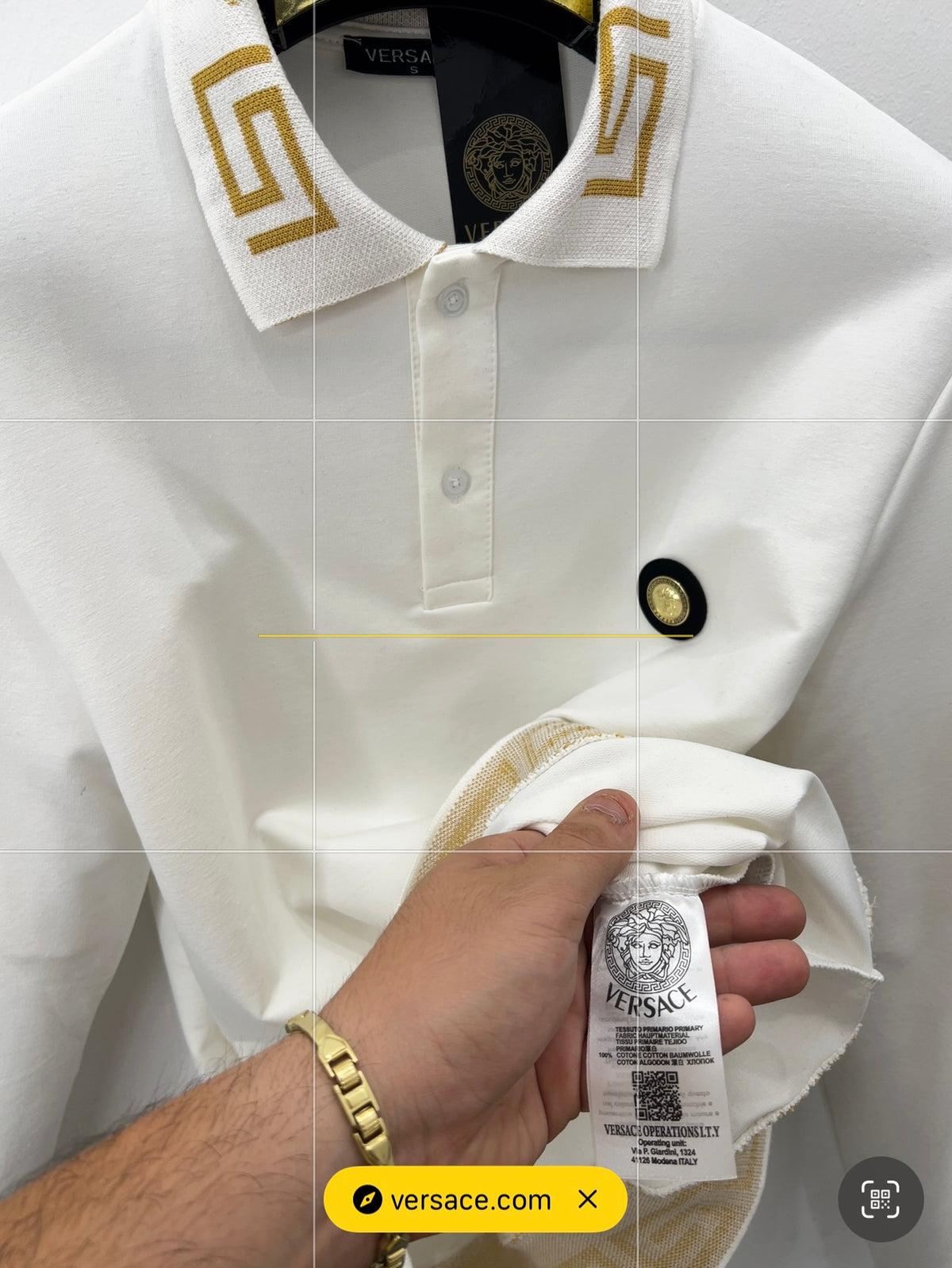 3A Polo Versace Longsleeve Λευκό