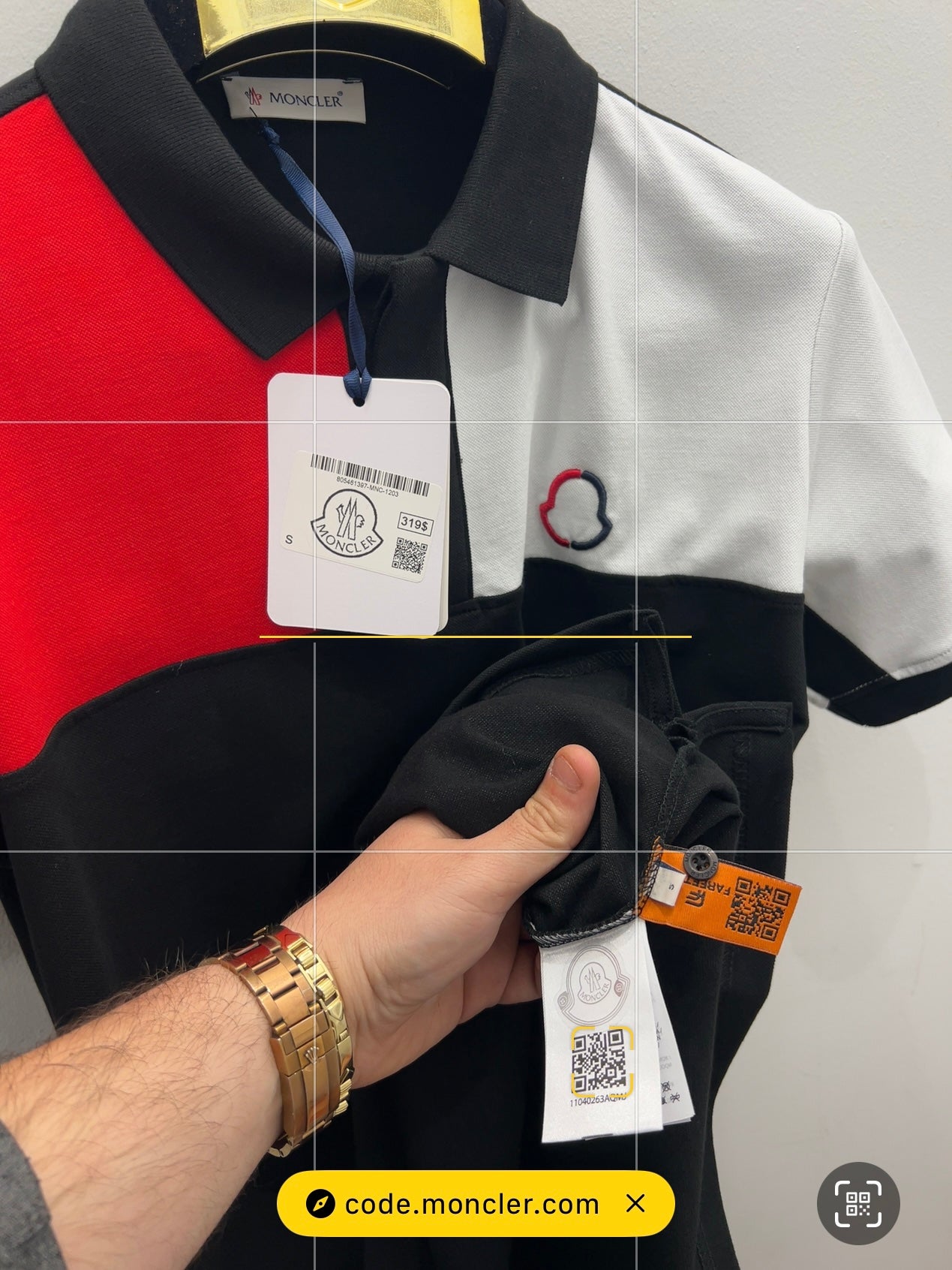 3A Polo Μαύρο Moncler Pique
