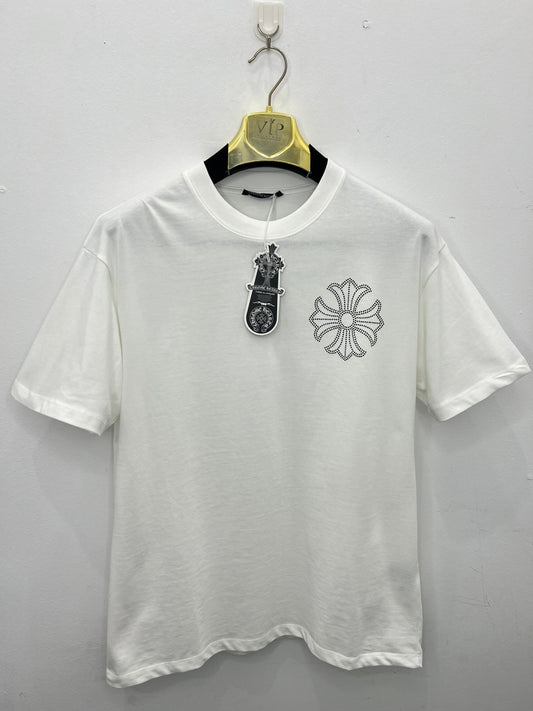 3A T-Shirt Chrome Hearts Rhinestone OverFit Άσπρη