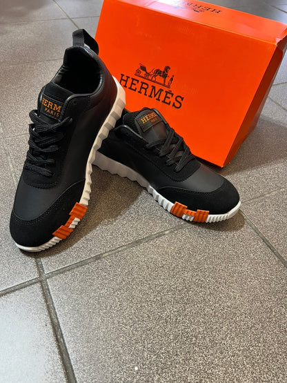 Hermes Sneakers Black/White Orange