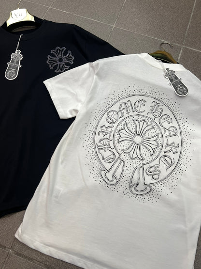 3A T-Shirt Chrome Hearts Rhinestone OverFit Άσπρη