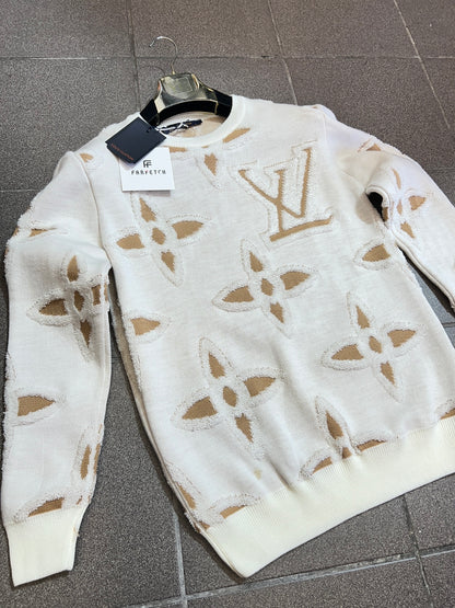 Sweater Πλεκτό LV Μπέζ/Άσπρο