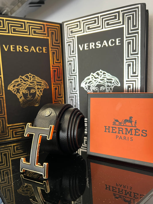 Ζώνη Δερμάτινη Hermes Μαύρη