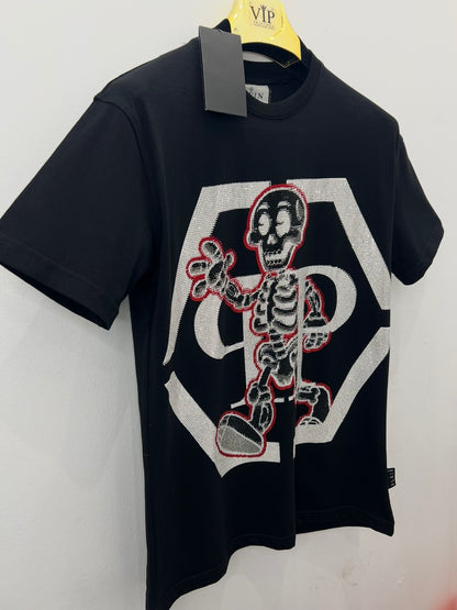 T-Shirt Rhinestone 3Α Philip Plein Skeleton Μαύρο