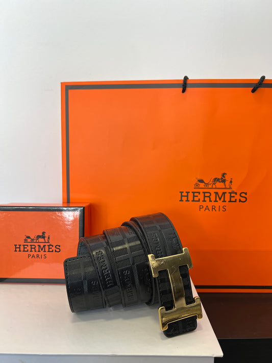 Ζώνη Δερμάτινη Hermes Black/Gold