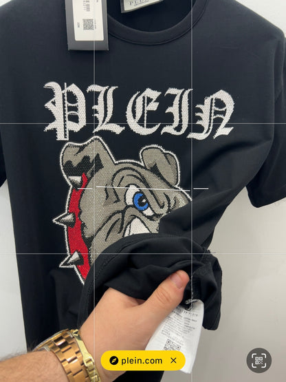 T-Shirt Rhinestone 3Α Philip Plein BullDog Μαύρο