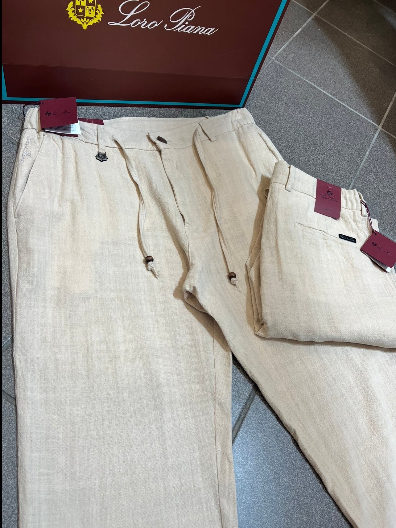 Παντελόνι Linen Loro Piana Μπέζ