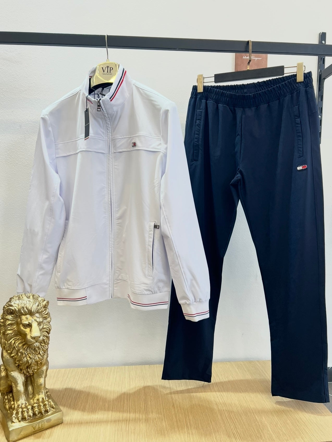 Σετ Tommy Hilfiger Tracksuit Λευκό/Μπλέ WindProof