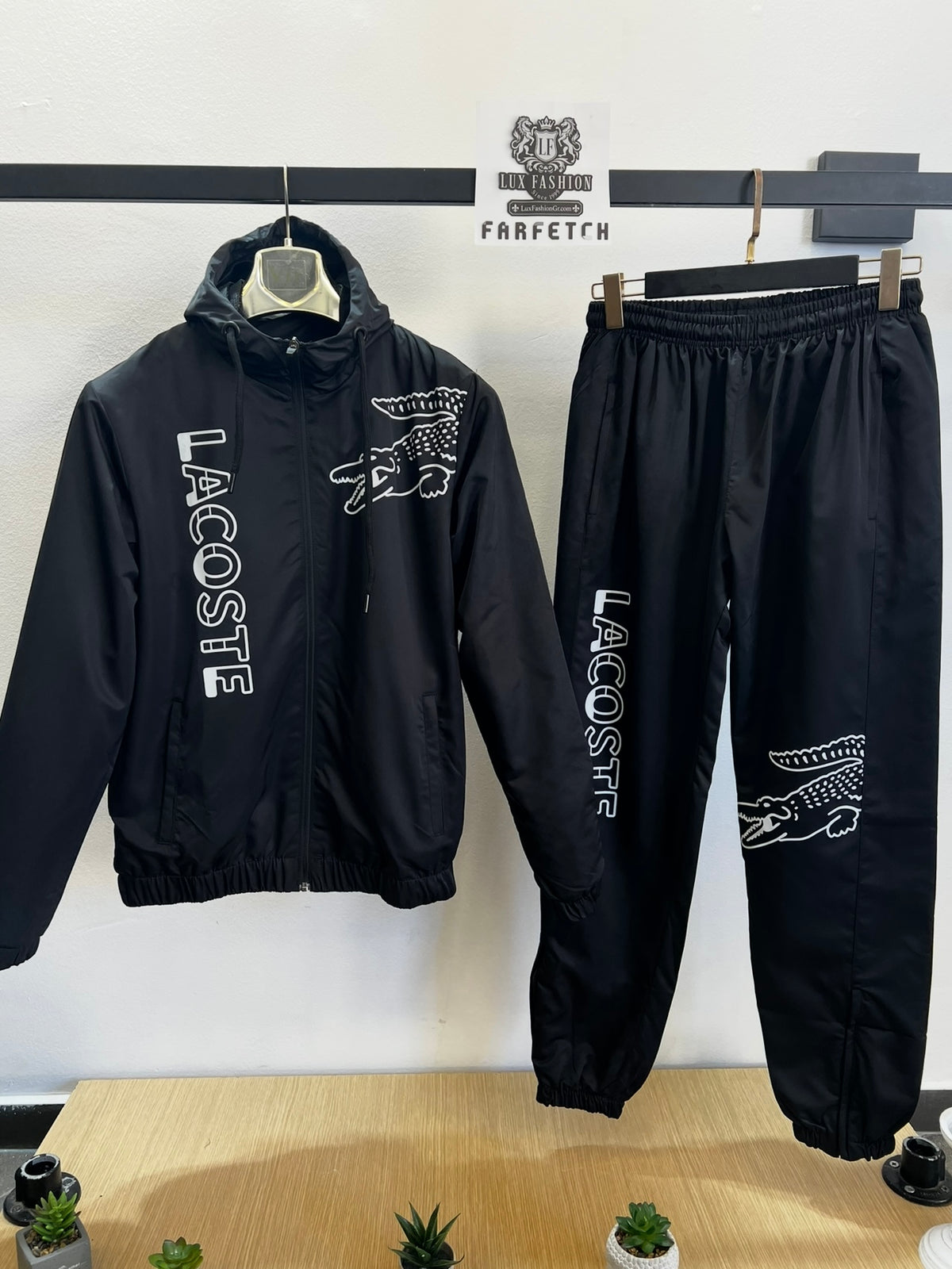 WindProof Lacoste Tracksuit Σετ Μαύρο