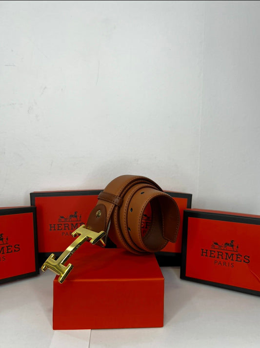 Δερμάτινη Ζώνη Hermes DoubleFace Brown/Gold