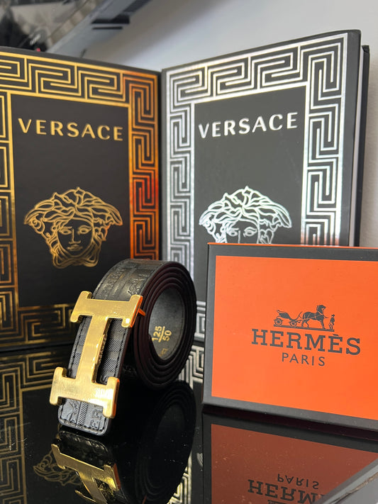 Ζώνη Δερμάτινη Hermes Μαύρη