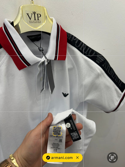 3A Polo Άσπρο EMP Armani Pique