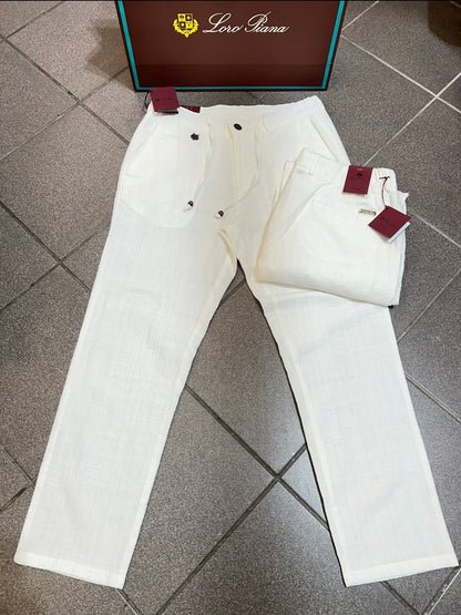 Παντελόνι Linen Loro Piana Λευκό